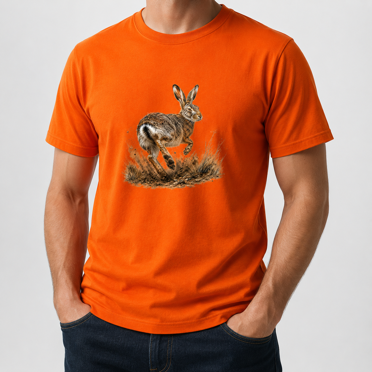 Hardstone Koşan Tavşan Baskılı %100 Pamuk T-Shirt