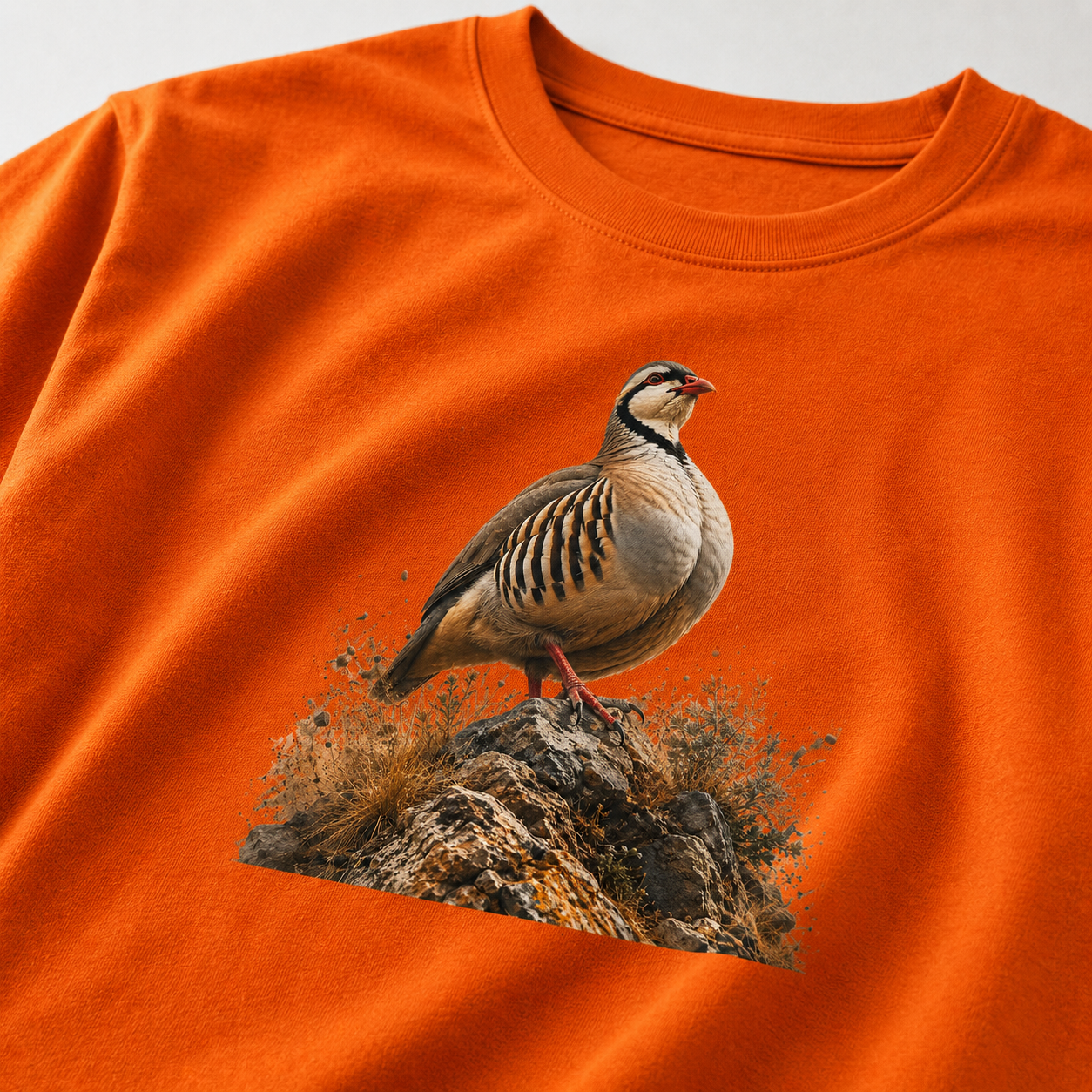 Hardstone Kınalı Keklik Baskılı %100 Pamuk T-Shirt - Haki