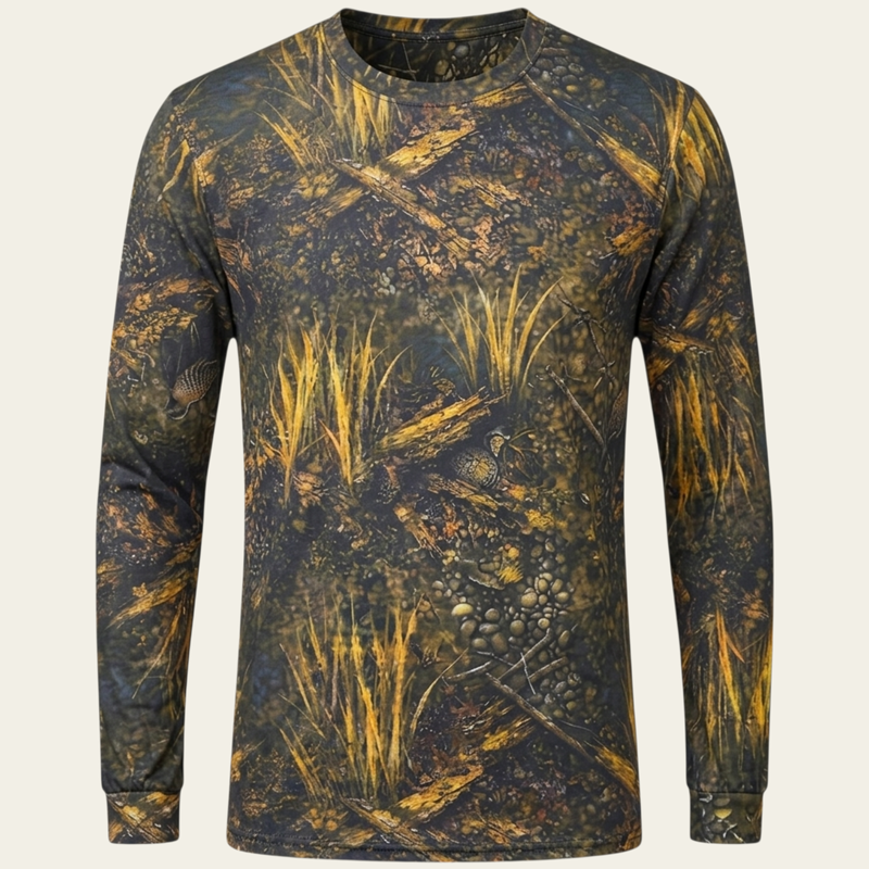 Koyu Saz Desen Uzun Kollu T-shirt