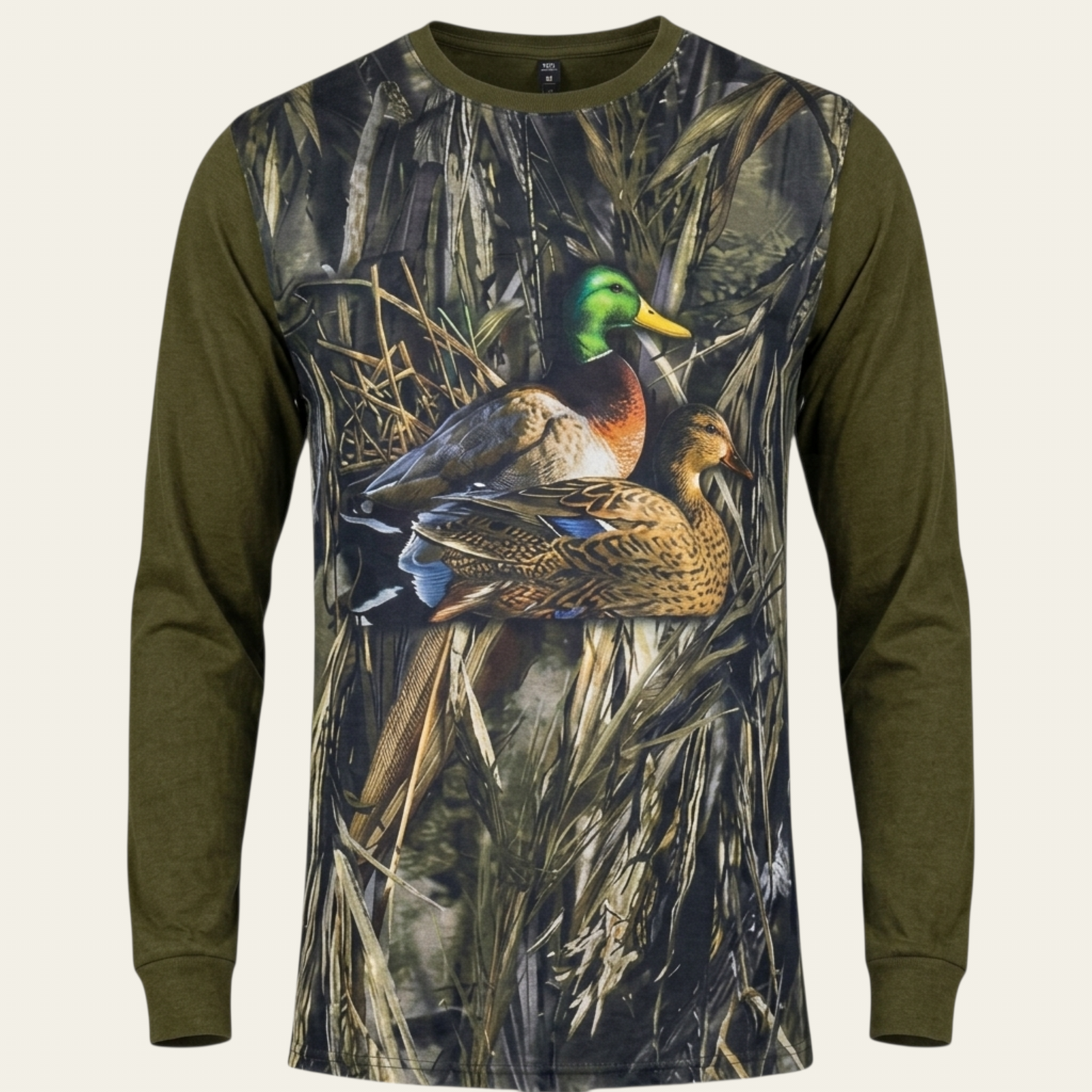 Ördek Desenli Haki Uzun Kollu T-shirt