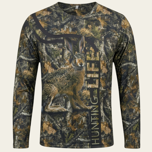 Tavşan-Meşe Desen Uzun Kollu T-shirt