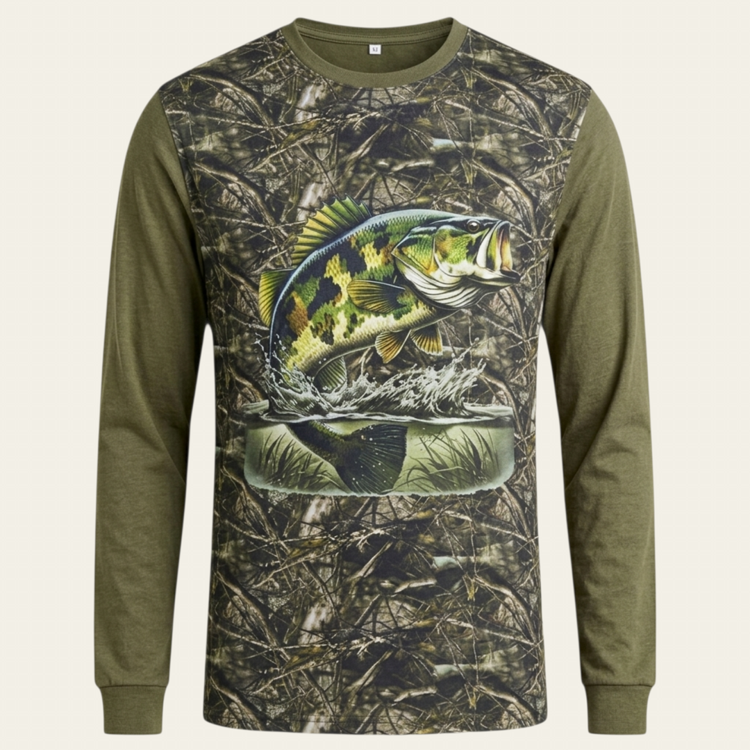 Balık Desenli Uzun Kollu T-shirt