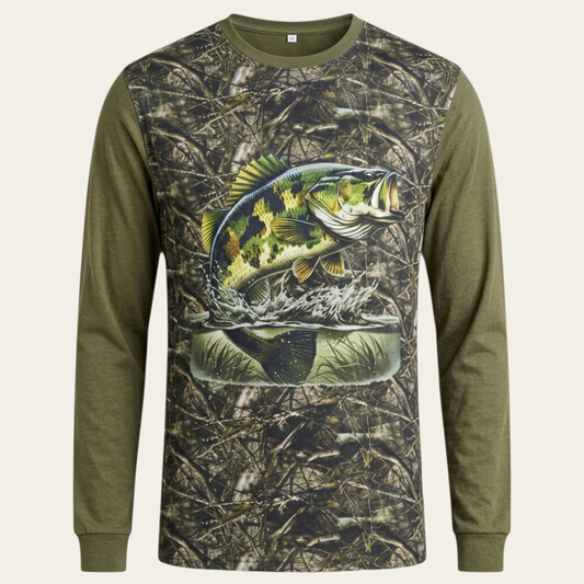 Balık Desenli Uzun Kollu T-shirt
