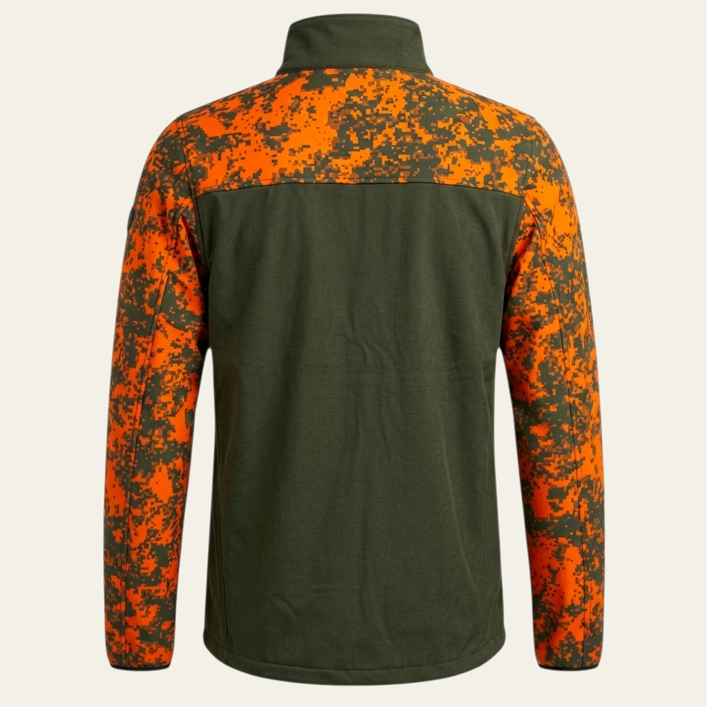 Neon / Haki Kare Desen Softshell Ceket