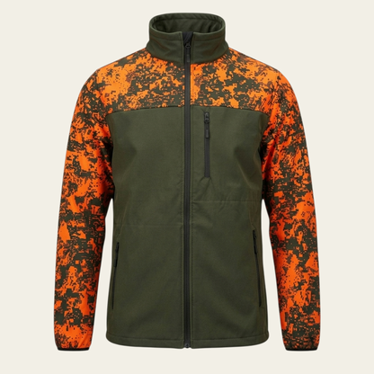 Neon / Haki Kare Desen Softshell Ceket