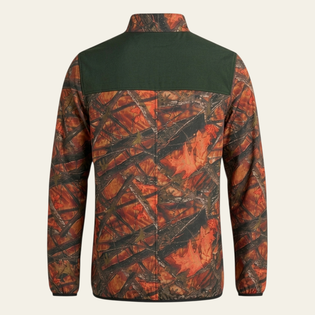Neon / Haki Saz Desen Softshell Ceket