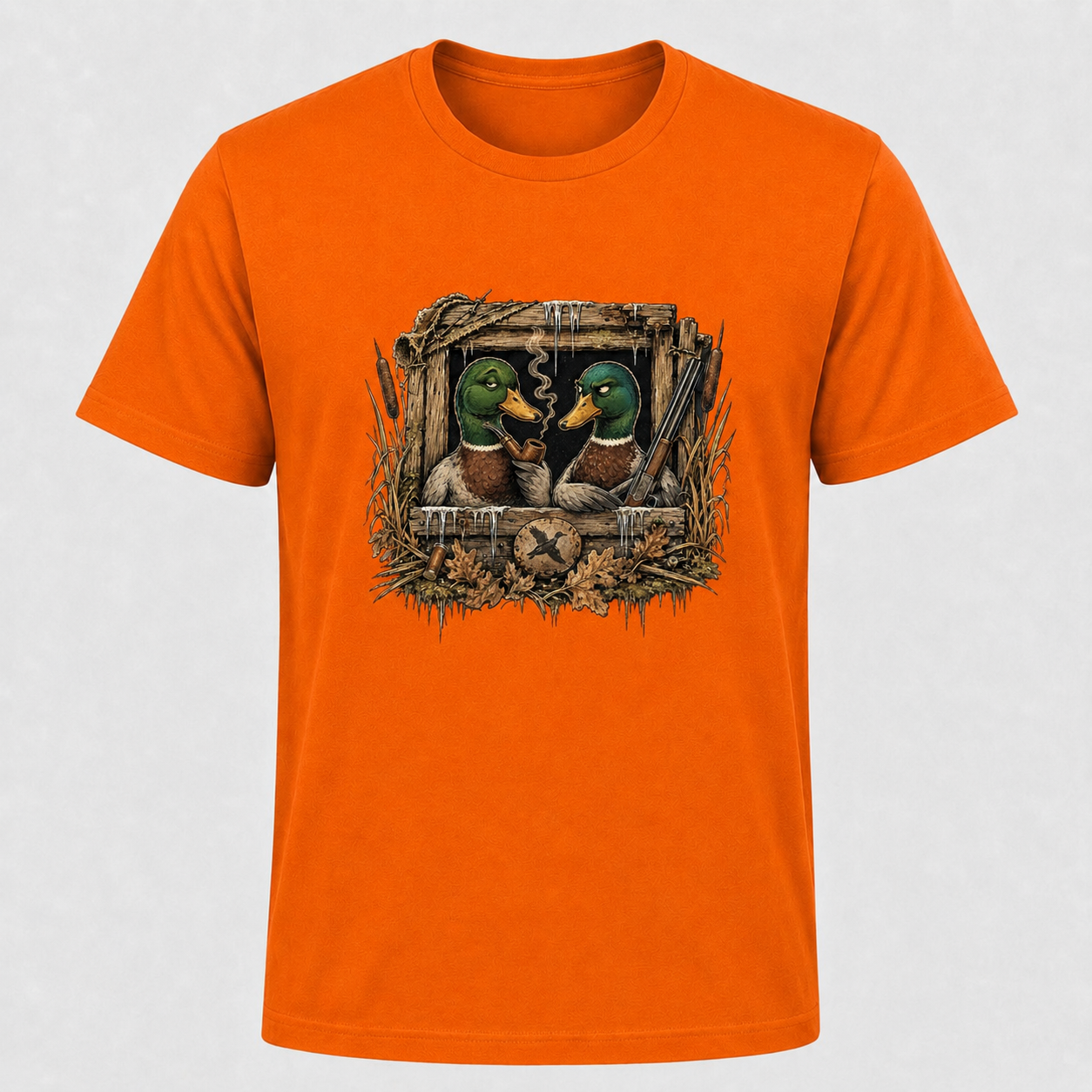 Hardstone Avcı Kulübesi Yeşilbaş Ördek Baskılı %100 Pamuklu T-Shirt