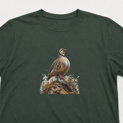 Hardstone Kınalı Keklik Baskılı %100 Pamuk T-Shirt - Haki baskı ve kumaş detay görseli