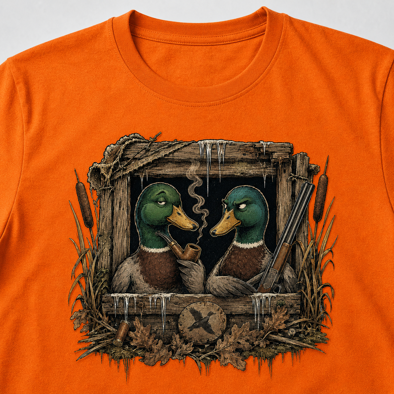 Hardstone Avcı Kulübesi Yeşilbaş Ördek Baskılı %100 Pamuklu T-Shirt