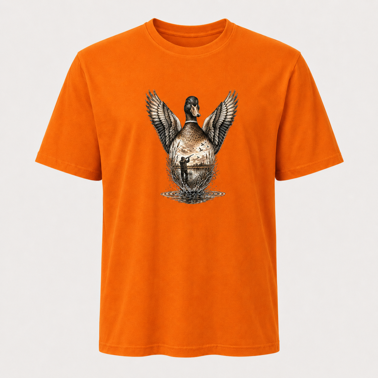 Hardstone Kanatlanan Yeşilbaş Ördek Baskılı %100 Pamuklu T-Shirt