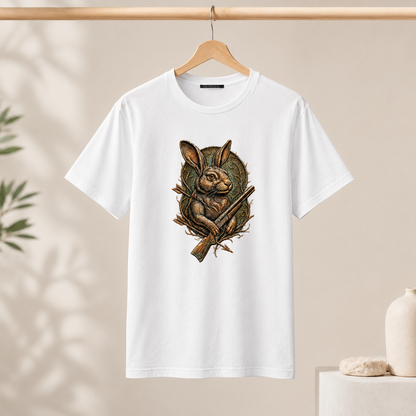 Hardstone Tüfekli Tavşan Baskılı %100 Pamuk T-Shirt