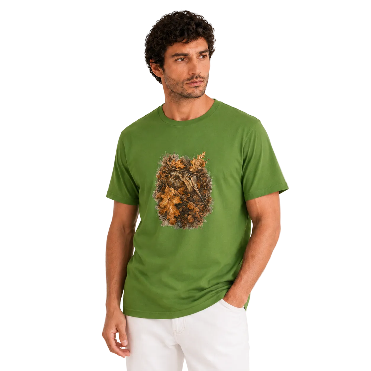Hardstone 'Sonbahar Kamuflajı' Çulluk Kuşu %100 Pamuklu T-Shirt model üzerinde görünüm