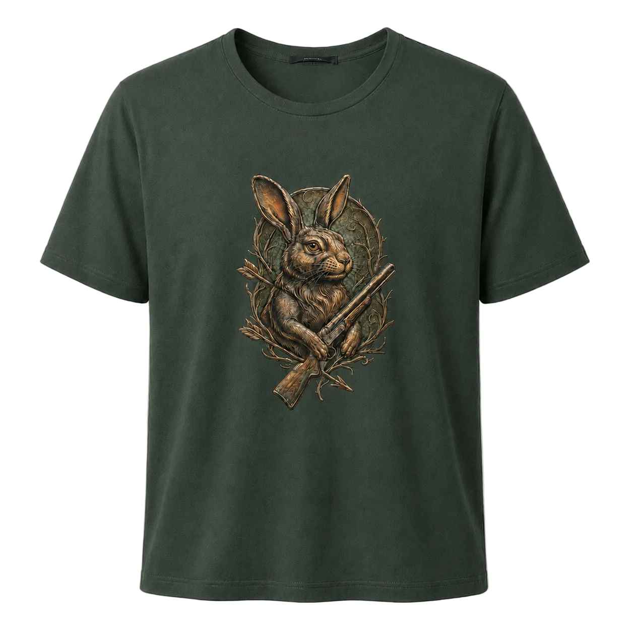 Hardstone Tüfekli Tavşan Baskılı %100 Pamuk T-Shirt ürün ana görseli