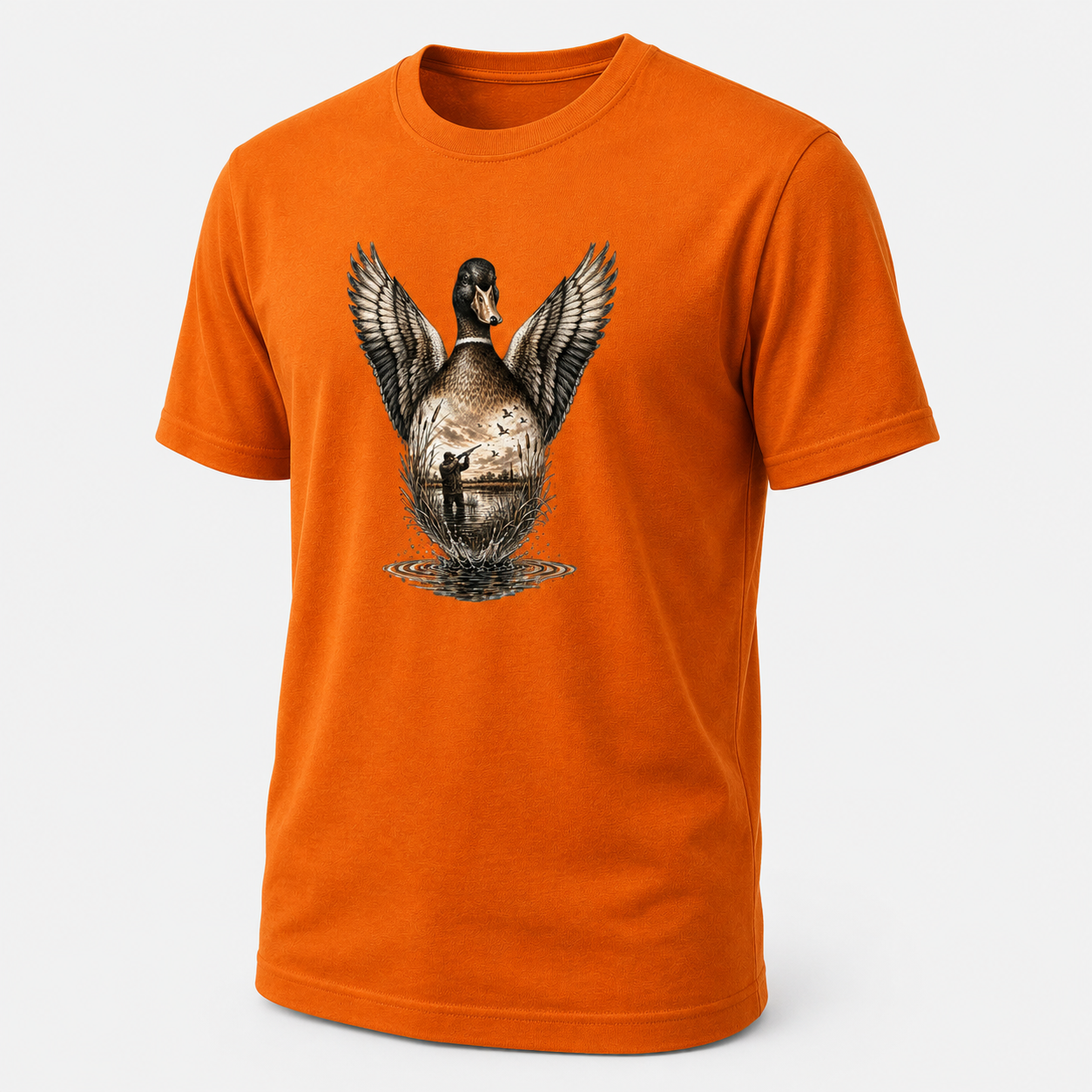 Hardstone Kanatlanan Yeşilbaş Ördek Baskılı %100 Pamuklu T-Shirt