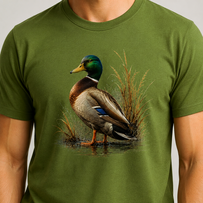 Hardstone Klasik Yeşilbaş Ördek Baskılı %100 Pamuk T-Shirt