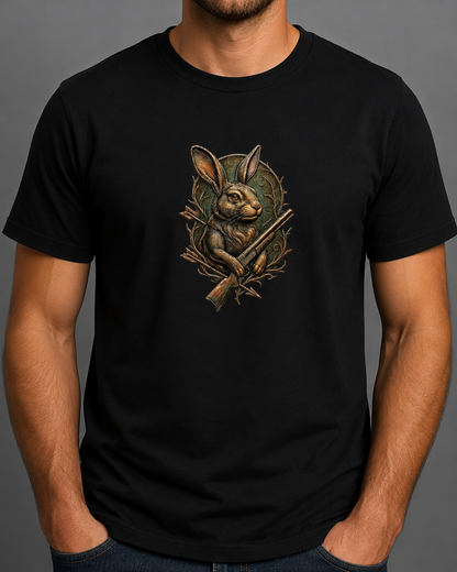 Hardstone Tüfekli Tavşan Baskılı %100 Pamuk T-Shirt
