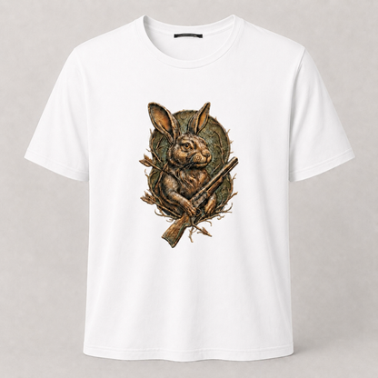 Hardstone Tüfekli Tavşan Baskılı %100 Pamuk T-Shirt