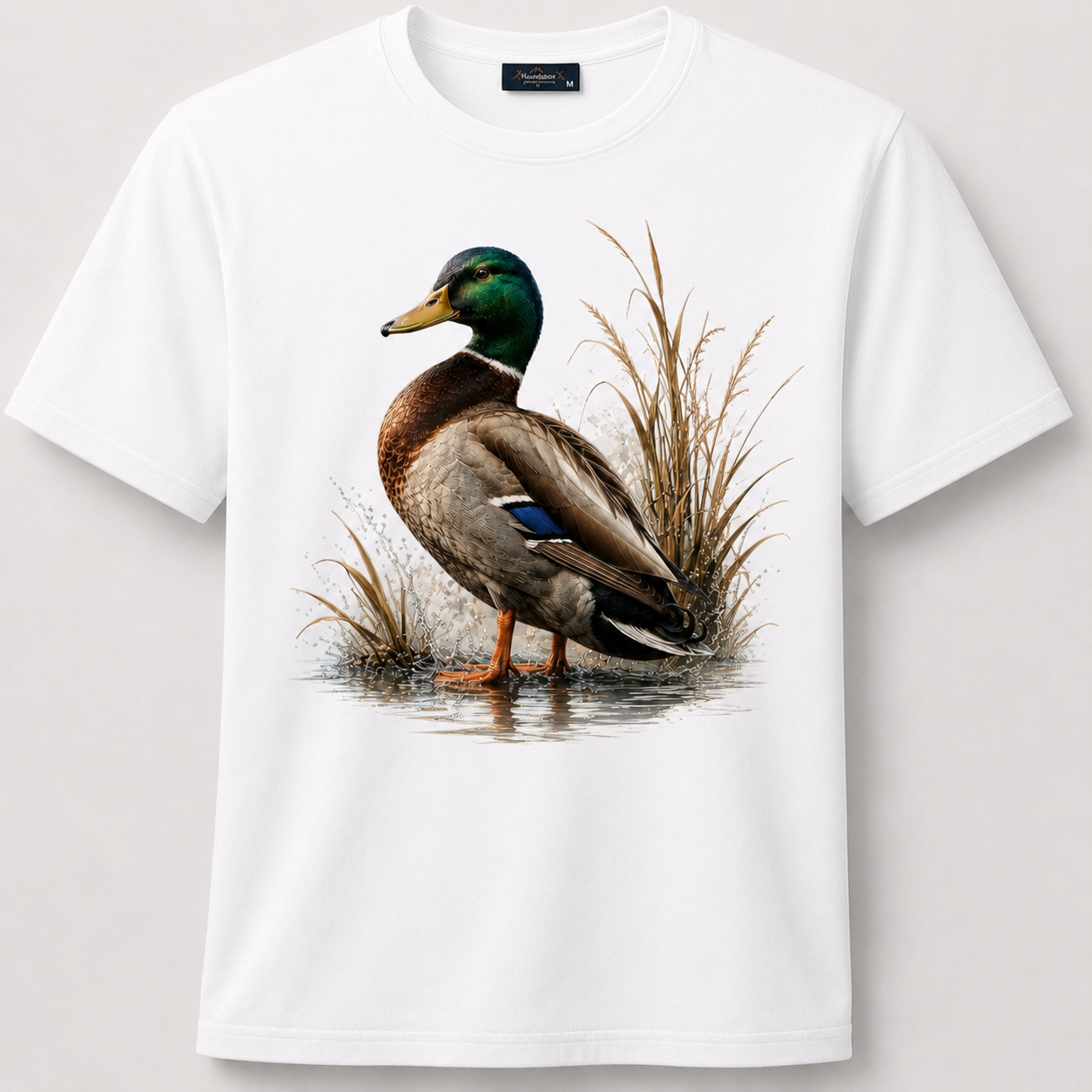 Hardstone Klasik Yeşilbaş Ördek Baskılı %100 Pamuk T-Shirt