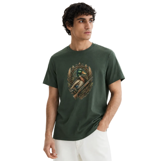 Hardstone Yeşilbaş Ördek Baskılı %100 Pamuk T-Shirt model üzerinde görünüm