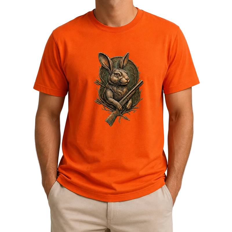 Hardstone Tüfekli Tavşan Baskılı %100 Pamuk T-Shirt