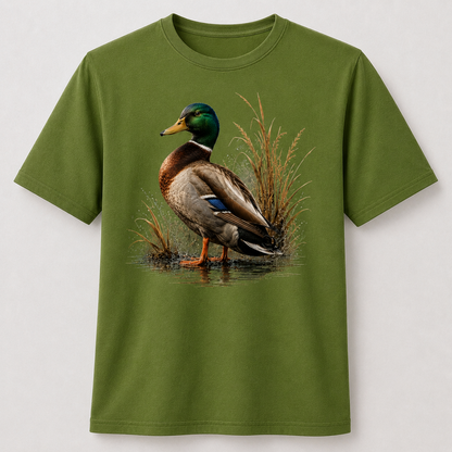 Hardstone Klasik Yeşilbaş Ördek Baskılı %100 Pamuk T-Shirt