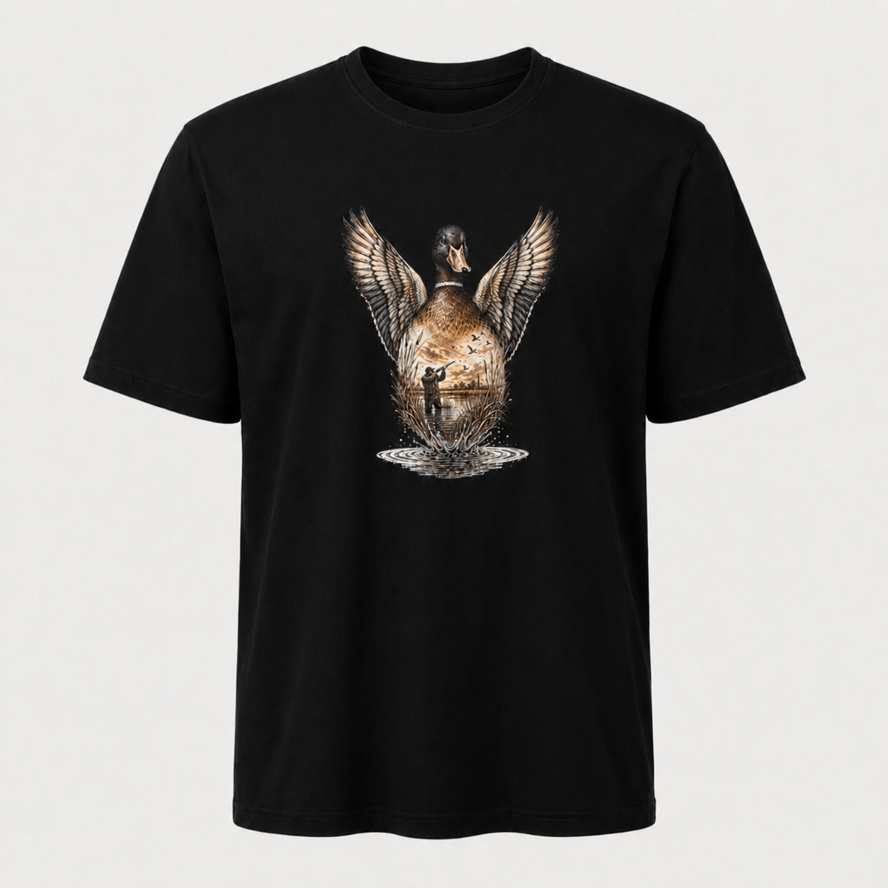 Hardstone Kanatlanan Yeşilbaş Ördek Baskılı %100 Pamuklu T-Shirt