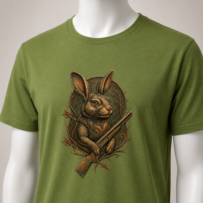 Hardstone Tüfekli Tavşan Baskılı %100 Pamuk T-Shirt