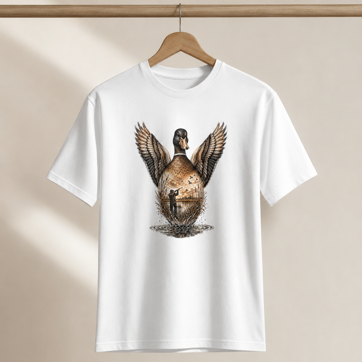 Hardstone Kanatlanan Yeşilbaş Ördek Baskılı %100 Pamuklu T-Shirt