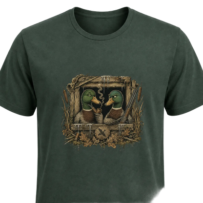 Hardstone Avcı Kulübesi Yeşilbaş Ördek Baskılı %100 Pamuklu T-Shirt baskı ve kumaş detay görseli