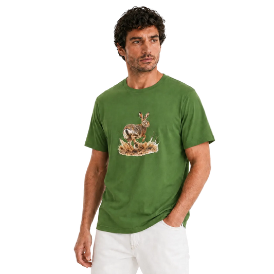 Hardstone Koşan Tavşan Baskılı %100 Pamuk T-Shirt model üzerinde görünüm