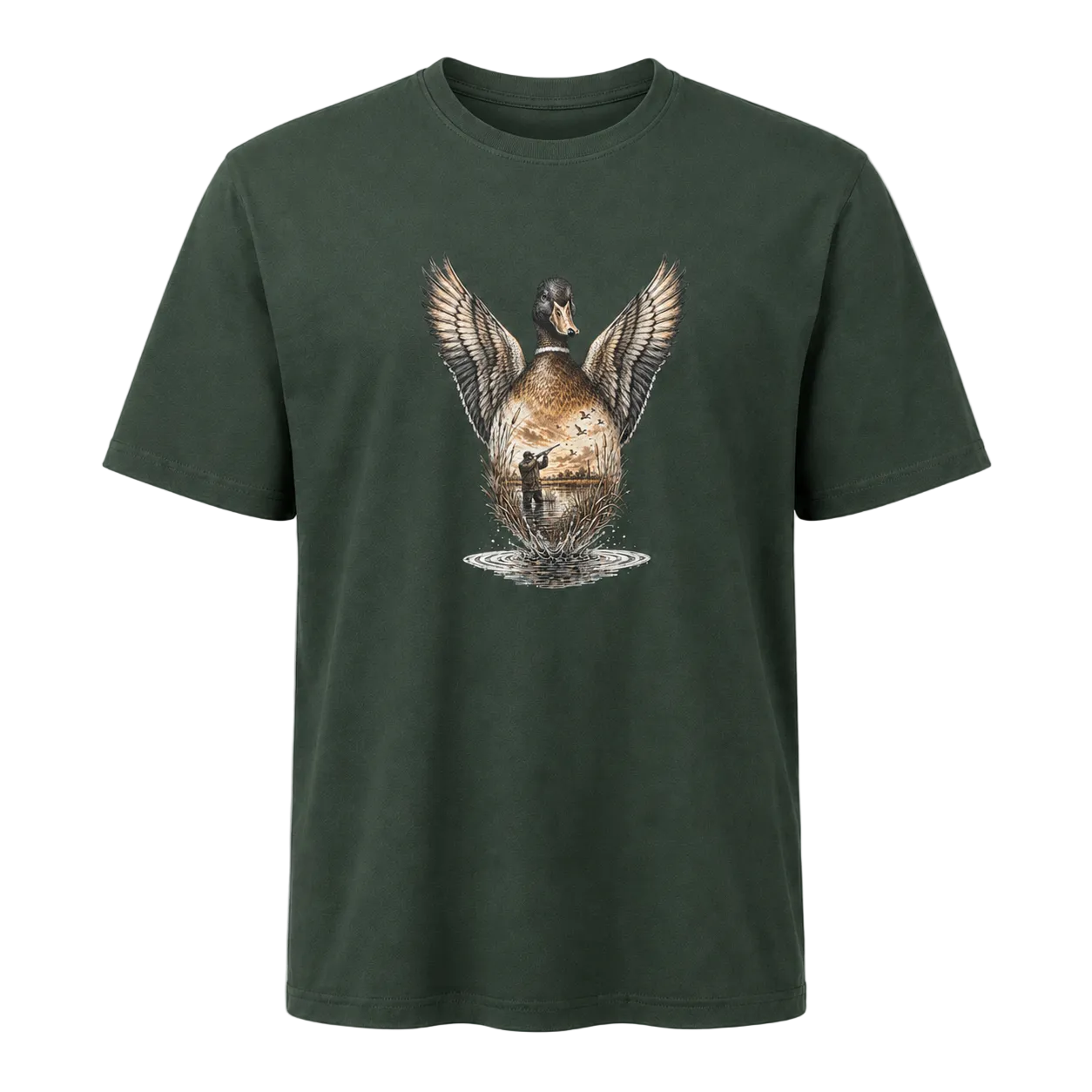 Hardstone Kanatlanan Yeşilbaş Ördek Baskılı %100 Pamuklu T-Shirt ürün ana görseli