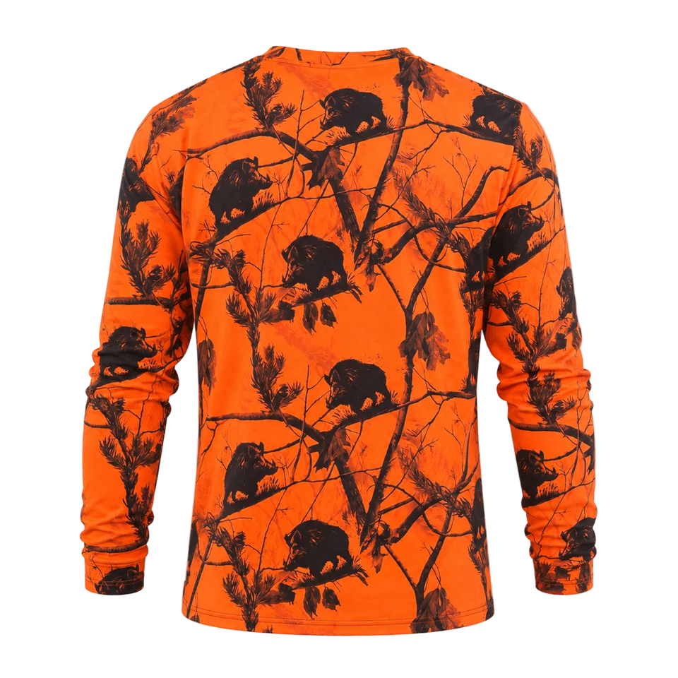 Domuz Figürlü Dal Desenli Neon Uzun Kollu T-shirt
