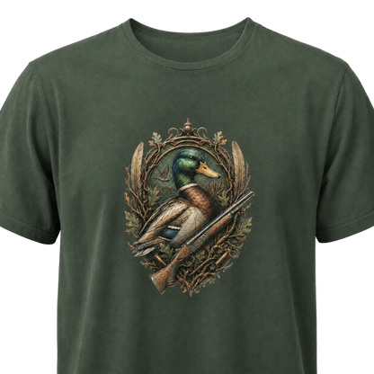 Hardstone Yeşilbaş Ördek Baskılı %100 Pamuk T-Shirt baskı ve kumaş detay görseli