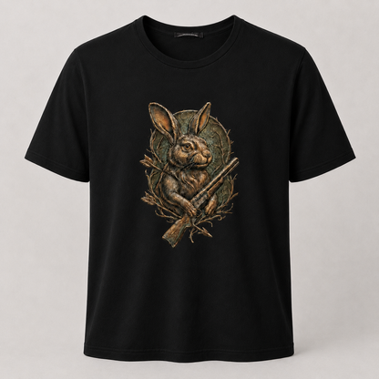 Hardstone Tüfekli Tavşan Baskılı %100 Pamuk T-Shirt