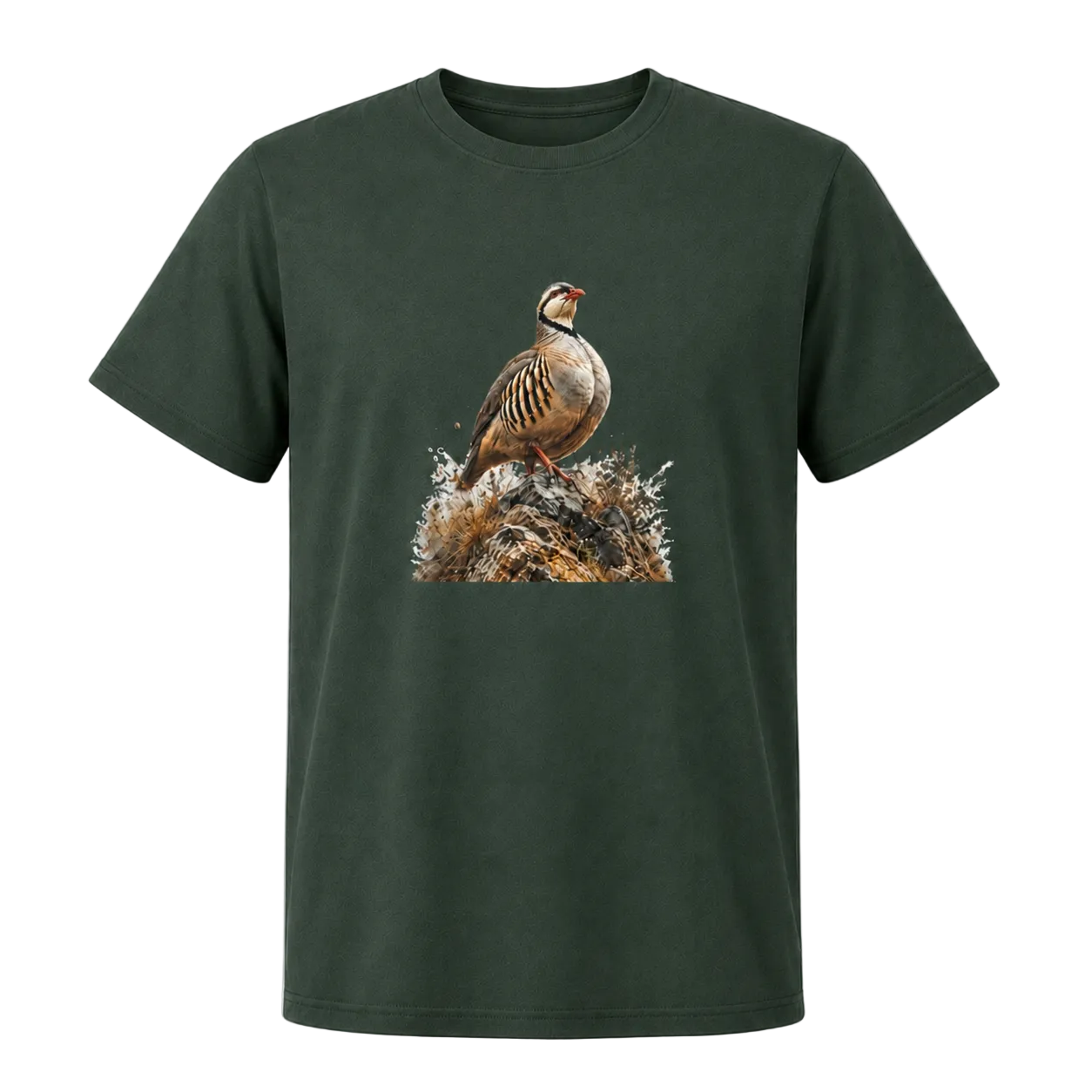 Hardstone Kınalı Keklik Baskılı %100 Pamuk T-Shirt - Haki ürün ana görseli
