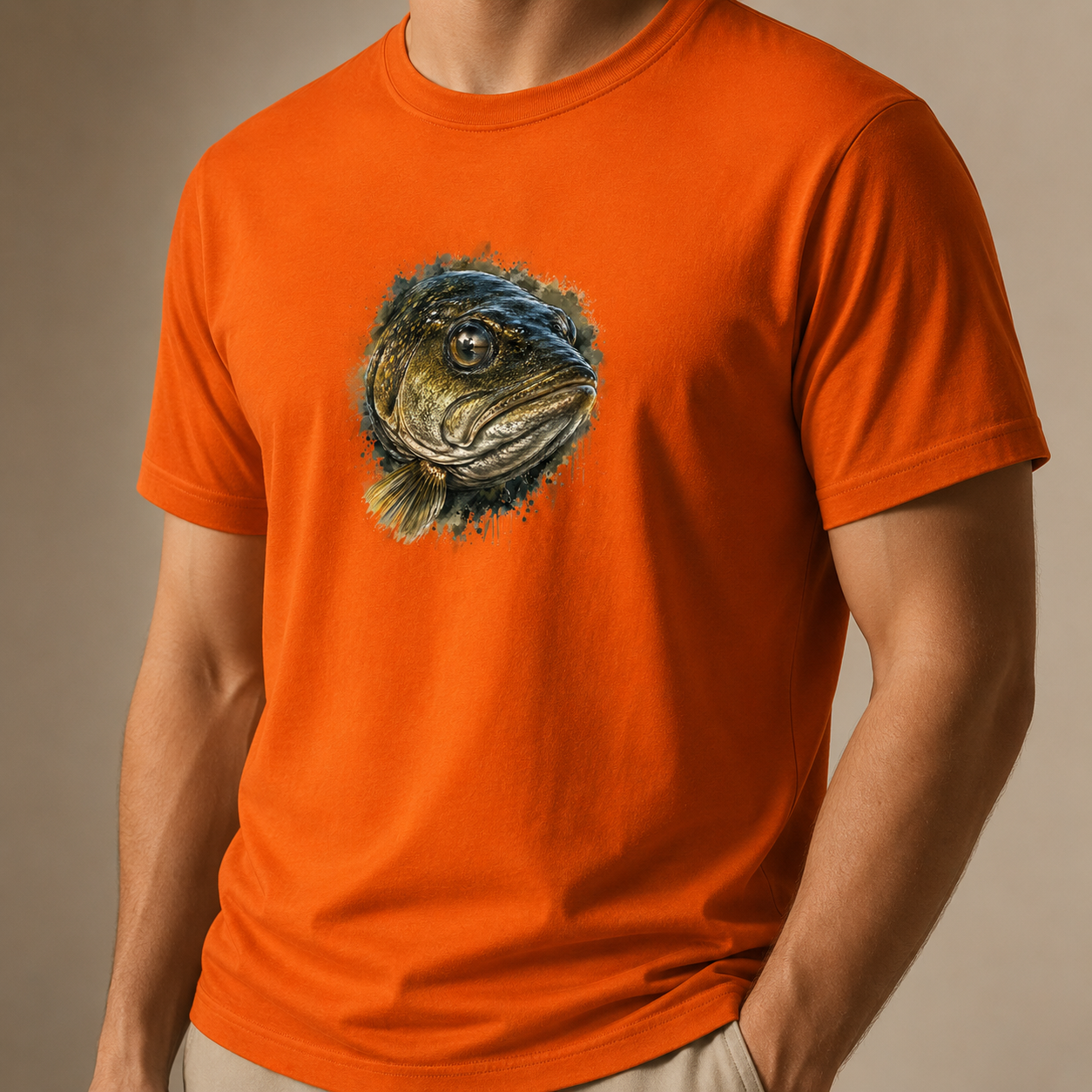Hardstone Yırtıcı Balık Baskılı %100 Pamuk T-Shirt