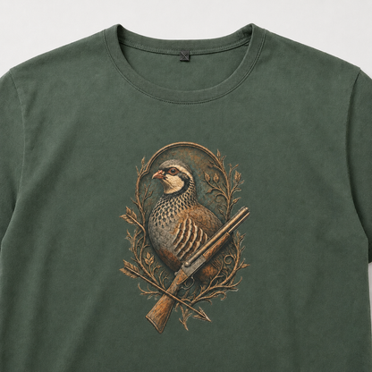 Hardstone Tüfekli Keklik Baskılı %100 Pamuk T-Shirt baskı ve kumaş detay görseli
