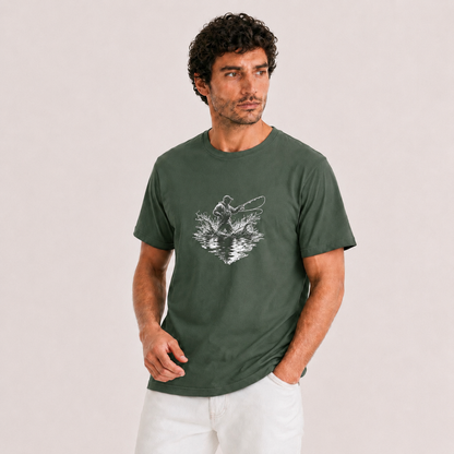 Hardstone At-Çek Balıkçı Baskılı %100 Pamuk T-Shirt
