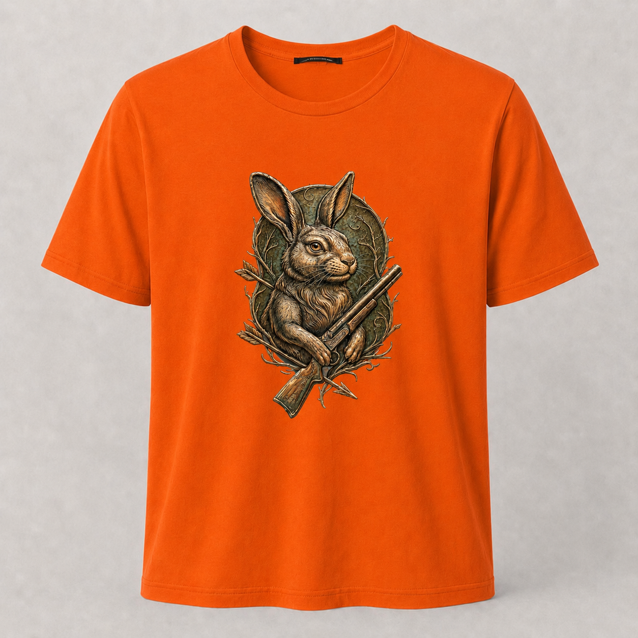Hardstone Tüfekli Tavşan Baskılı %100 Pamuk T-Shirt