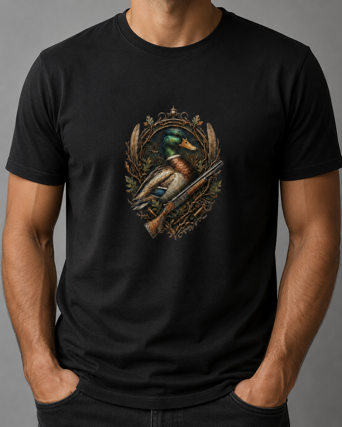 Hardstone Yeşilbaş Ördek Baskılı %100 Pamuk T-Shirt