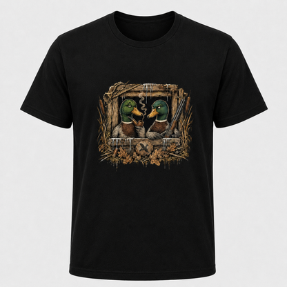 Hardstone Avcı Kulübesi Yeşilbaş Ördek Baskılı %100 Pamuklu T-Shirt