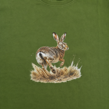 Hardstone Koşan Tavşan Baskılı %100 Pamuk T-Shirt baskı ve kumaş detay görseli