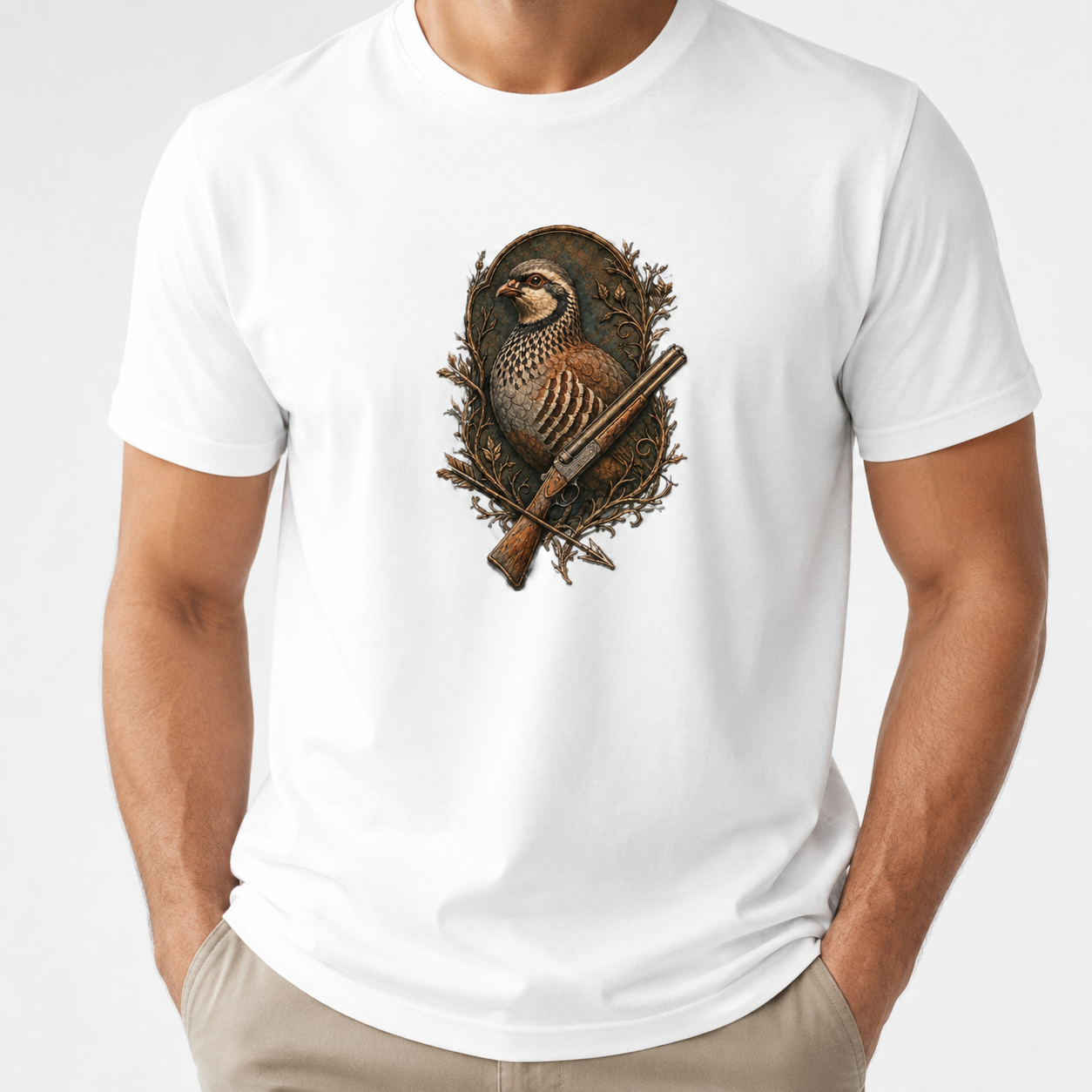 Hardstone Tüfekli Keklik Baskılı %100 Pamuk T-Shirt