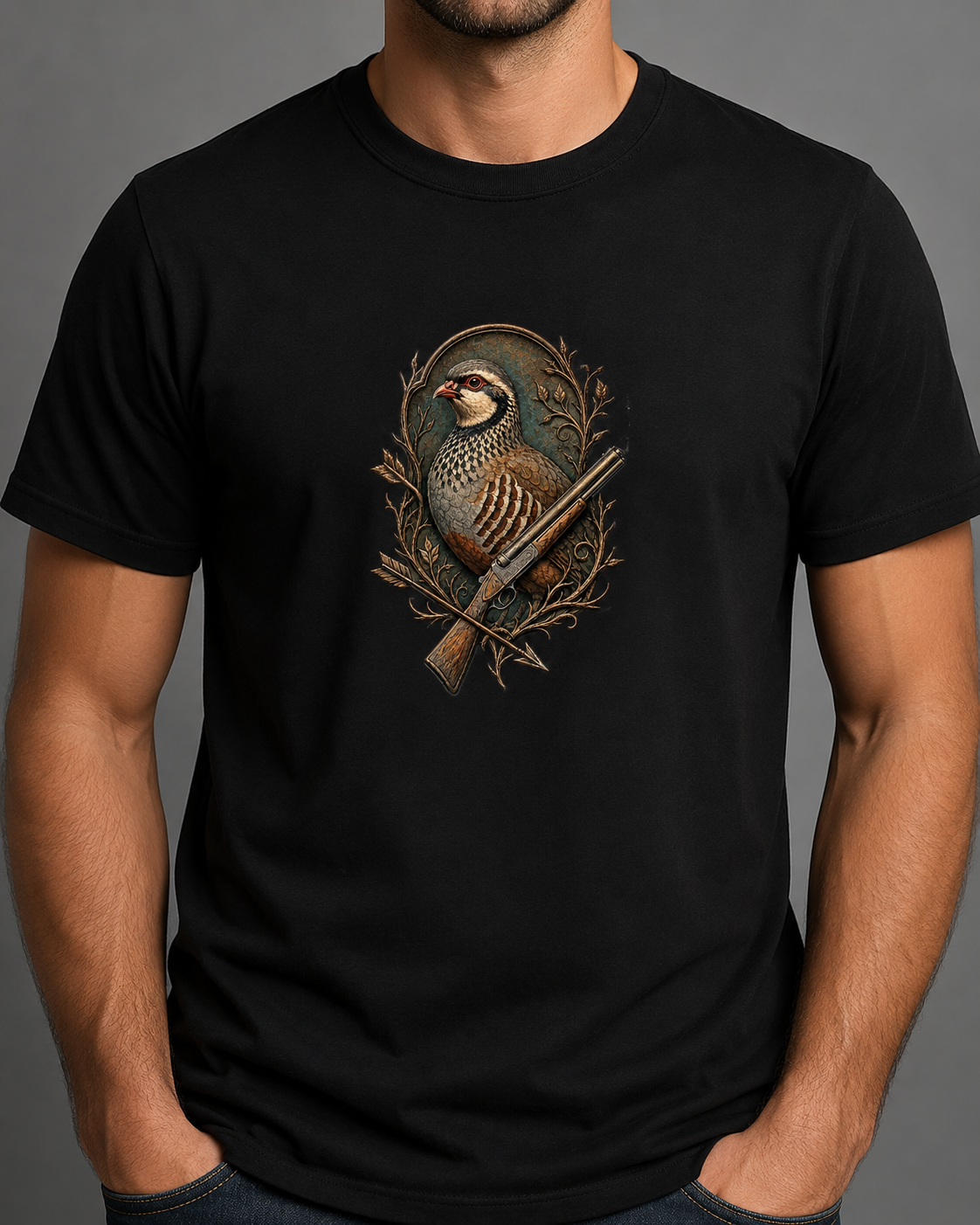 Hardstone Tüfekli Keklik Baskılı %100 Pamuk T-Shirt