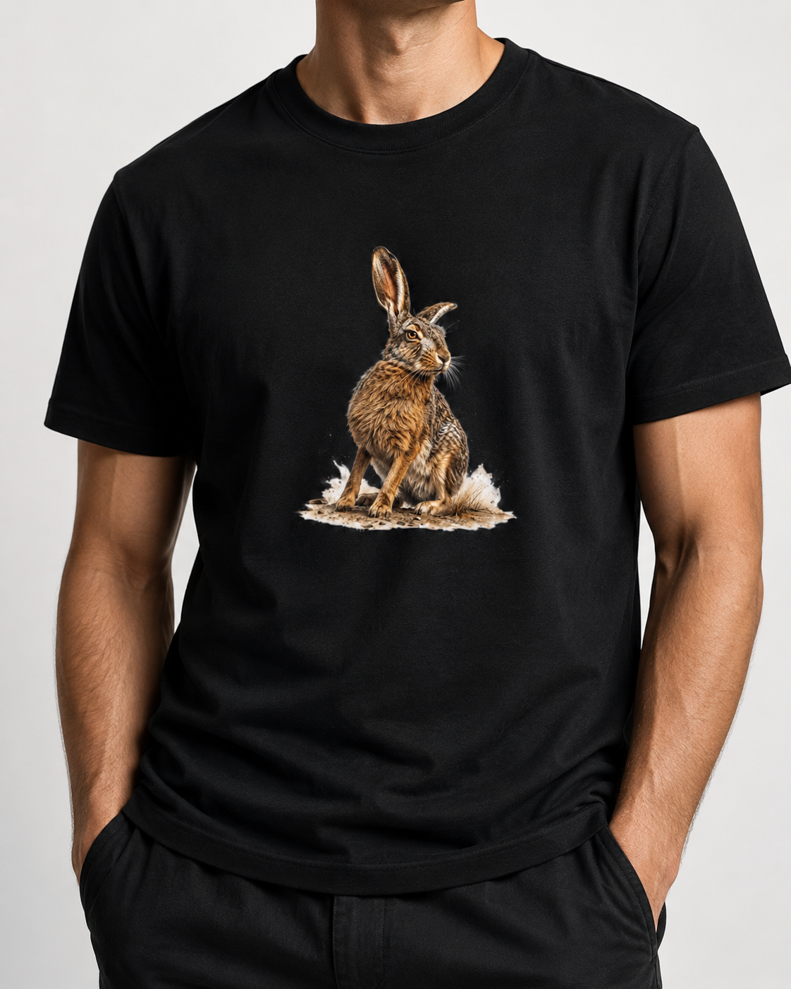 Hardstone Yabani Tavşan Baskılı %100 Pamuk T-Shirt