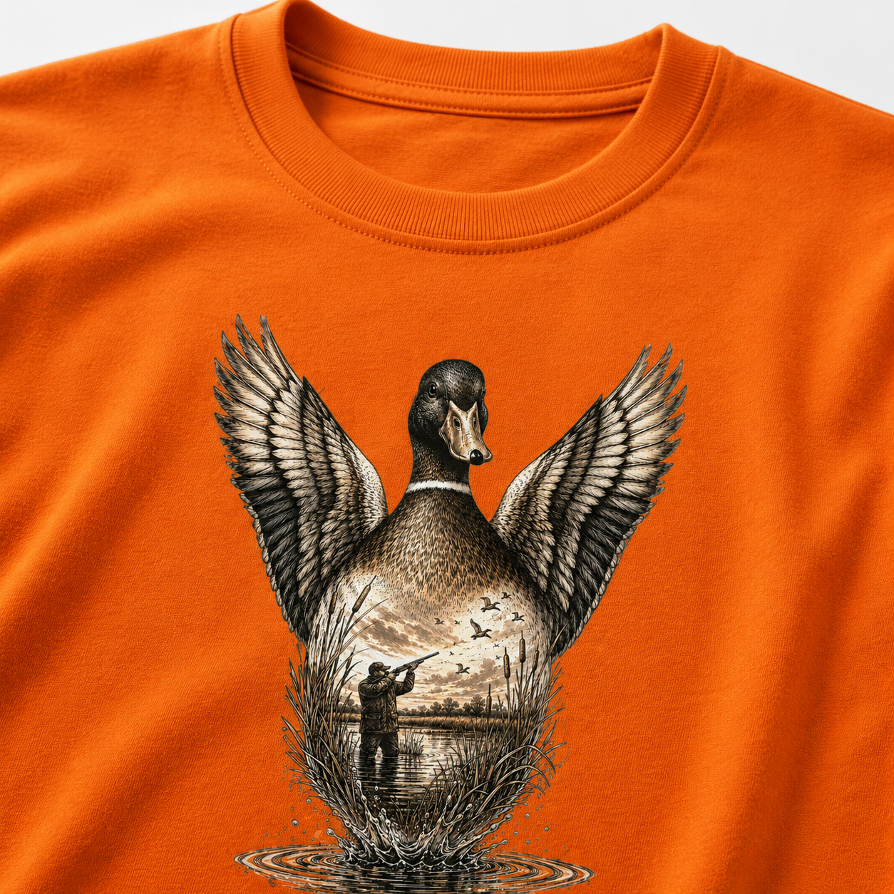 Hardstone Kanatlanan Yeşilbaş Ördek Baskılı %100 Pamuklu T-Shirt