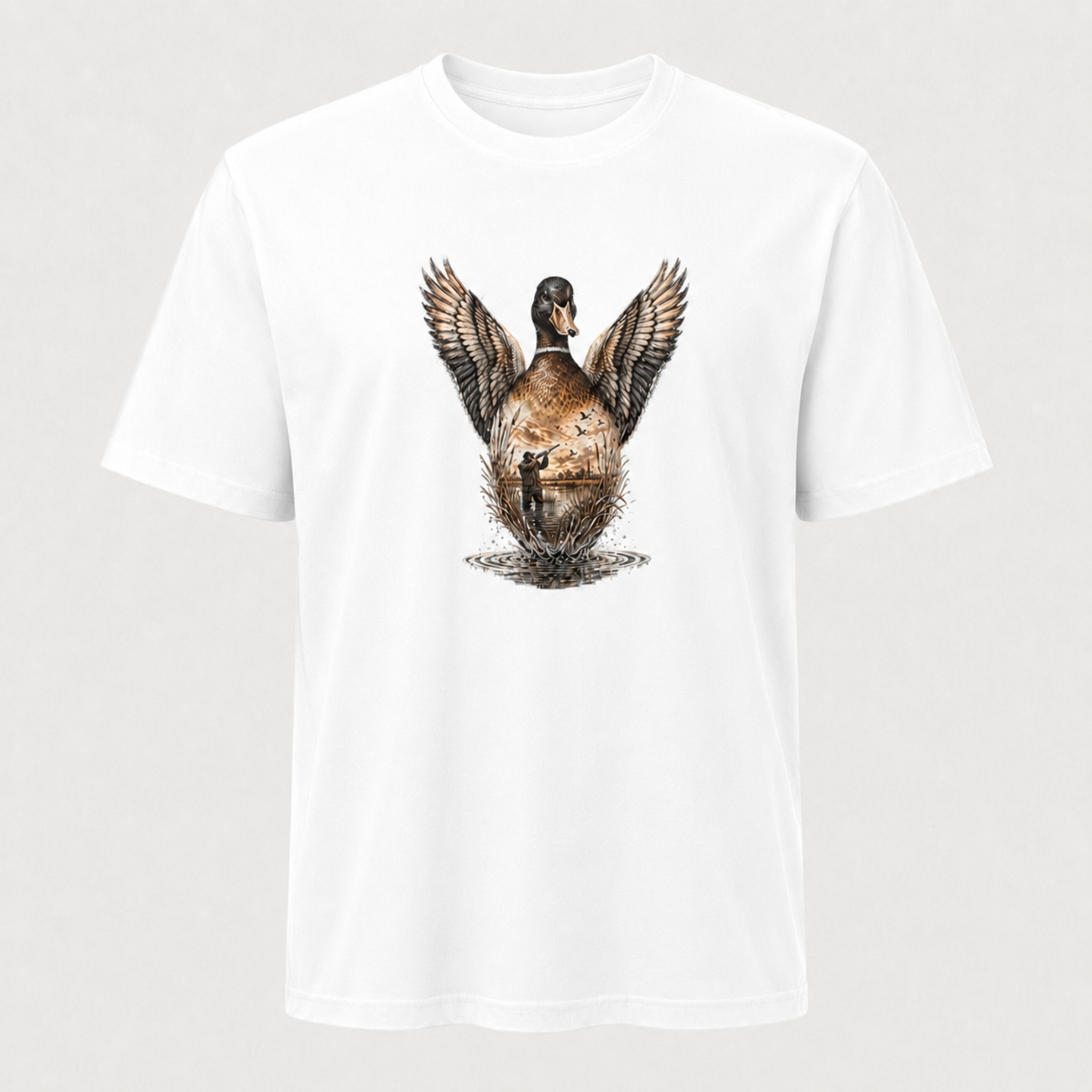 Hardstone Kanatlanan Yeşilbaş Ördek Baskılı %100 Pamuklu T-Shirt