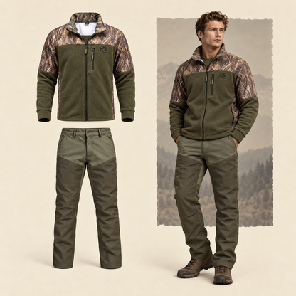 Haki Saz Polar ve Gabardin Oxford Pantolon Kombini