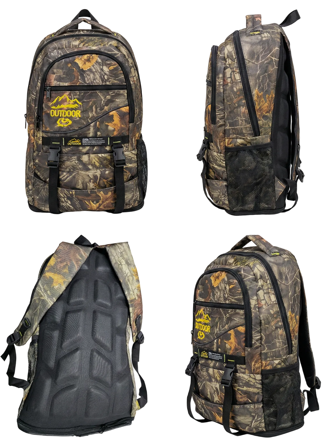 Hardstone hacmi ayarlanabilir kamuflaj outdoor sırt çantası ön, yan ve arka görünüm