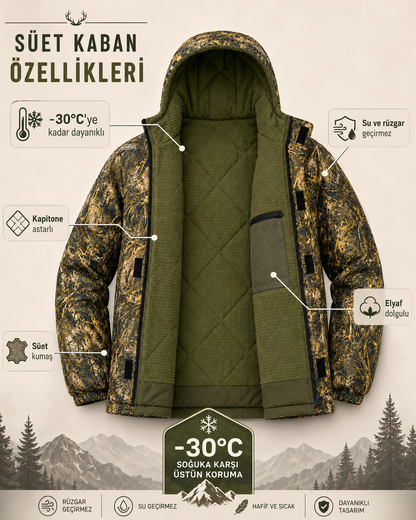 Hardstone Koyu Saz Desen Süet Kaban özellikler ve iç astar
